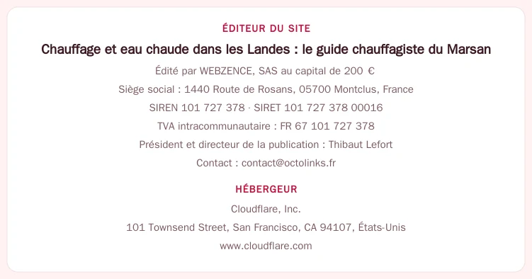 Coordonnées légales de l&rsquo;éditeur et de l&rsquo;hébergeur du site