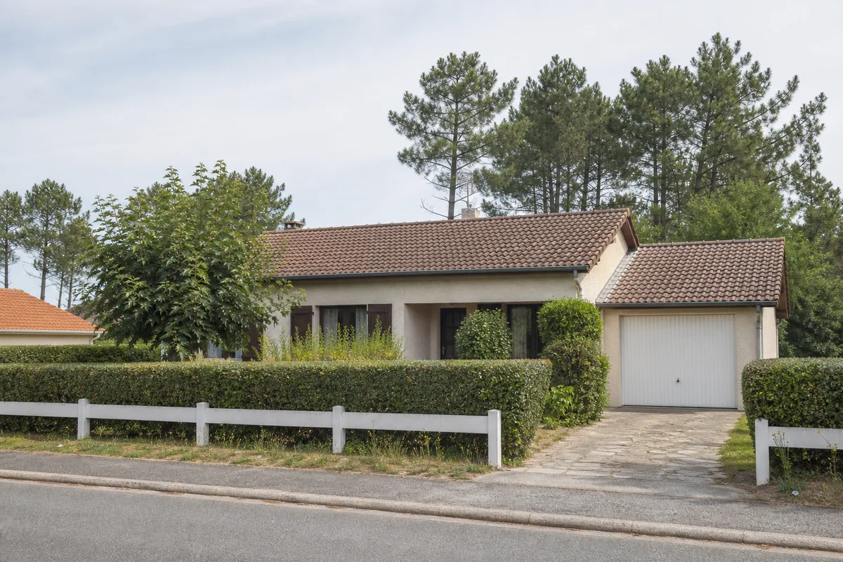 Pavillon landais de plain-pied avec garage attenant dans un lotissement arboré